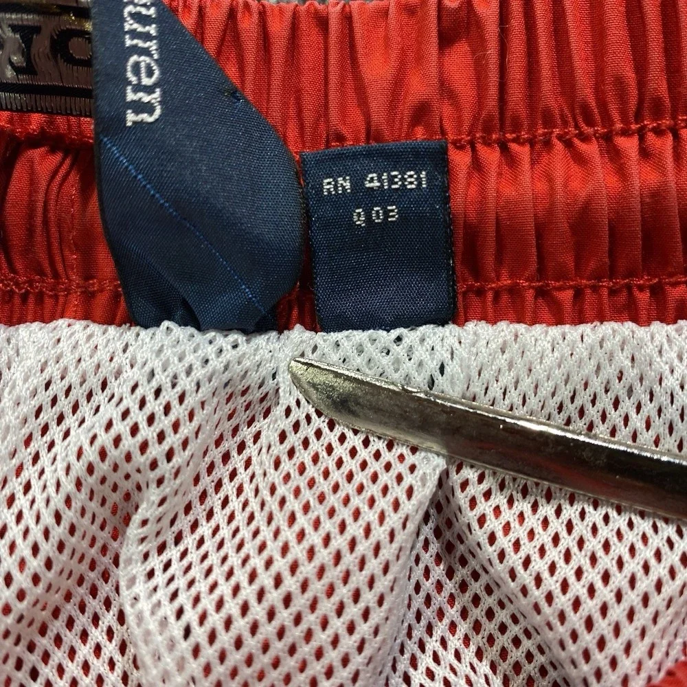 Vintage Polo Ralph Lauren Swim Trunks Shorts Mens M Red Mesh Lined Beachwear 90s